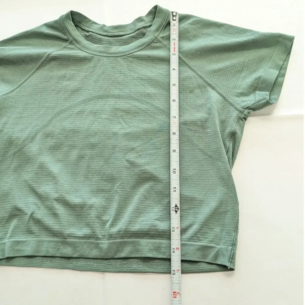 Lululemon Swiftly Tech Crop Top Womens 6 Green Crewneck Short Sleeve